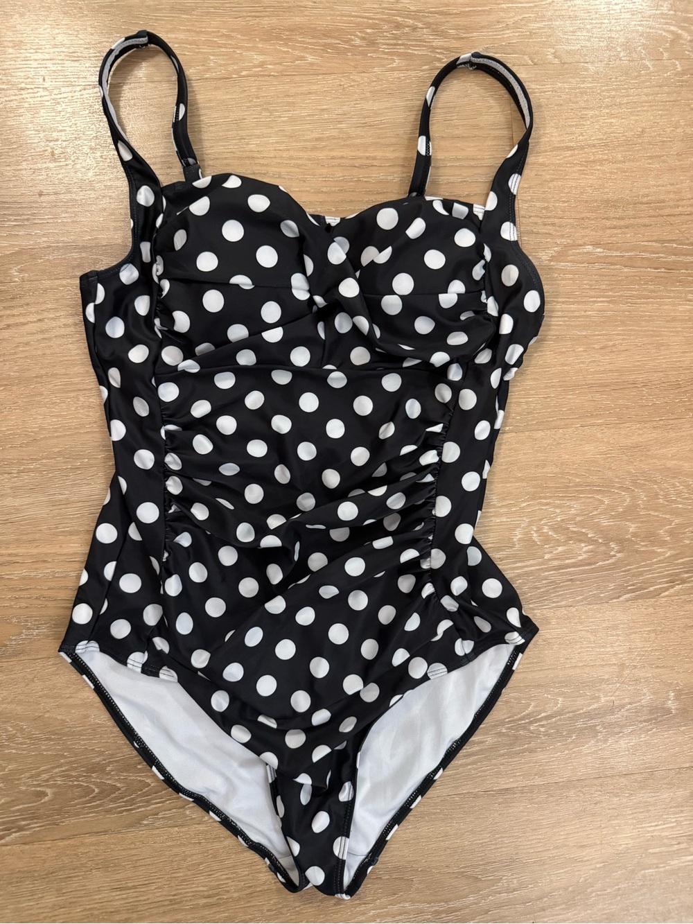 Women’s Black & White Polka Dot One-Piece Swimsuit Size L
